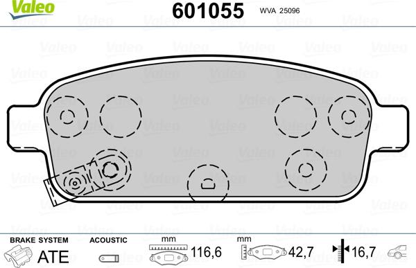 Valeo 601055 - Kit pastiglie freno, Freno a disco www.autoricambit.com