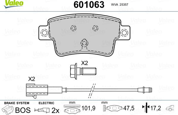 Valeo 601063 - Kit pastiglie freno, Freno a disco www.autoricambit.com