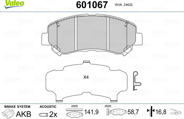 Valeo 601067 - Kit pastiglie freno, Freno a disco www.autoricambit.com