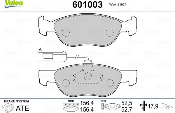 Valeo 601003 - Kit pastiglie freno, Freno a disco www.autoricambit.com