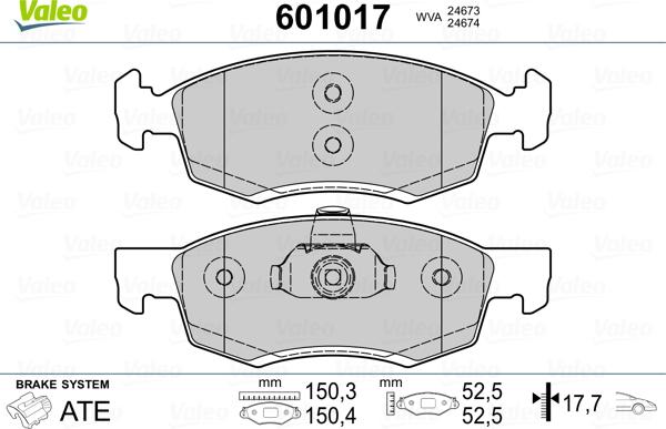 Valeo 601017 - Kit pastiglie freno, Freno a disco www.autoricambit.com