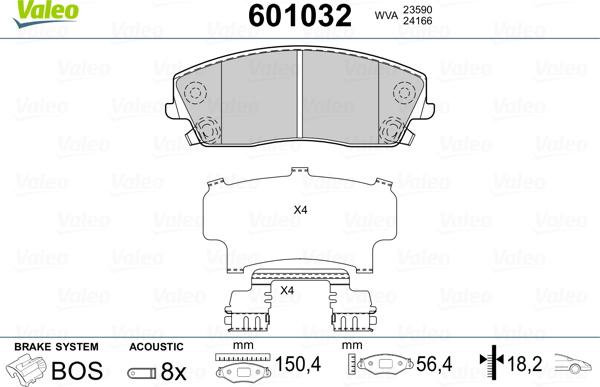 Valeo 601032 - Kit pastiglie freno, Freno a disco www.autoricambit.com