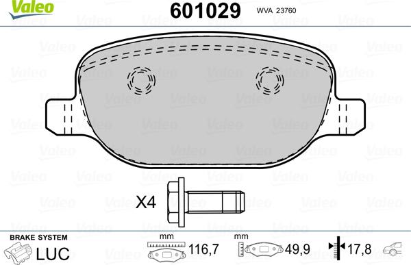 Valeo 601029 - Kit pastiglie freno, Freno a disco www.autoricambit.com