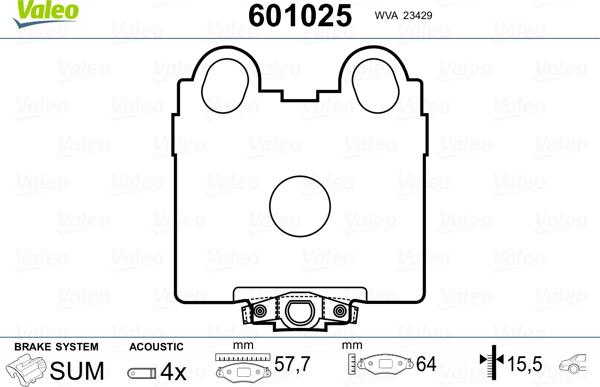 Valeo 601025 - Kit pastiglie freno, Freno a disco www.autoricambit.com