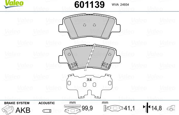 Valeo 601139 - Kit pastiglie freno, Freno a disco www.autoricambit.com