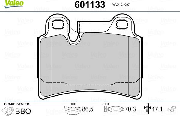 Valeo 601133 - Kit pastiglie freno, Freno a disco www.autoricambit.com