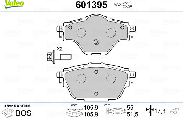 Valeo 601395 - Kit pastiglie freno, Freno a disco www.autoricambit.com