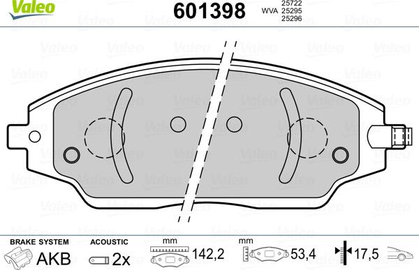 Valeo 601398 - Kit pastiglie freno, Freno a disco www.autoricambit.com