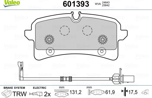 Valeo 601393 - Kit pastiglie freno, Freno a disco www.autoricambit.com