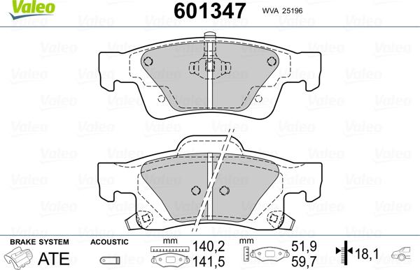 Valeo 601347 - Kit pastiglie freno, Freno a disco www.autoricambit.com