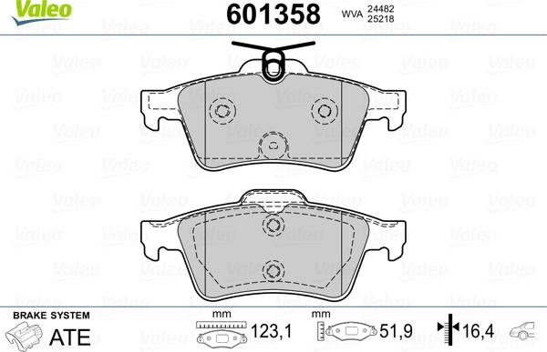 Valeo 601358 - Kit pastiglie freno, Freno a disco www.autoricambit.com