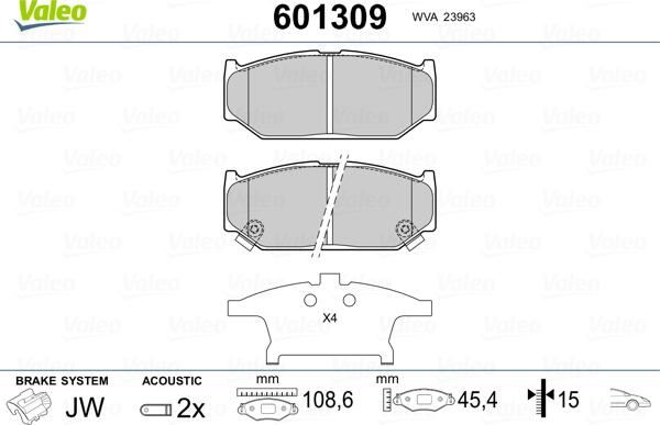 Valeo 601309 - Kit pastiglie freno, Freno a disco www.autoricambit.com