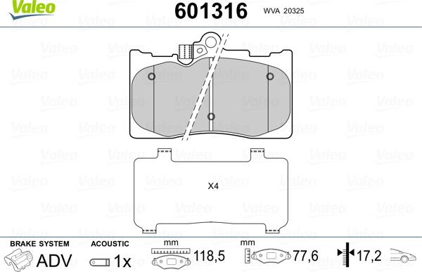 Valeo 601316 - Kit pastiglie freno, Freno a disco www.autoricambit.com