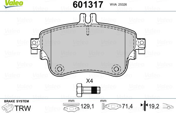 Valeo 601317 - Kit pastiglie freno, Freno a disco www.autoricambit.com