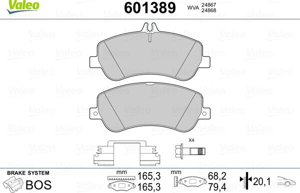 Valeo 601389 - Kit pastiglie freno, Freno a disco www.autoricambit.com