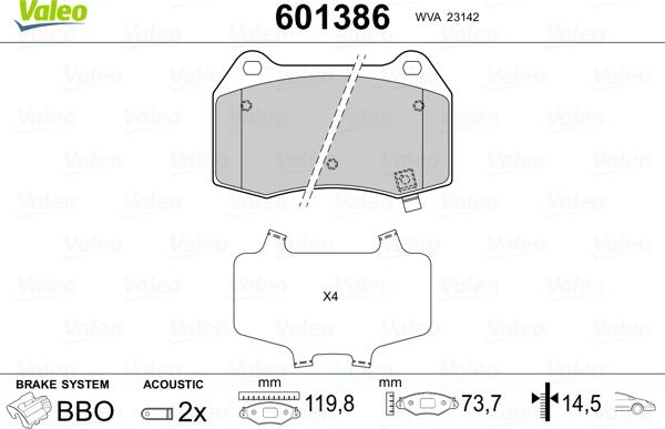 Valeo 601386 - Kit pastiglie freno, Freno a disco www.autoricambit.com