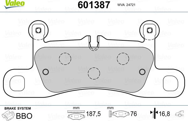 Valeo 601387 - Kit pastiglie freno, Freno a disco www.autoricambit.com