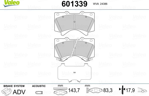 Valeo 601339 - Kit pastiglie freno, Freno a disco www.autoricambit.com