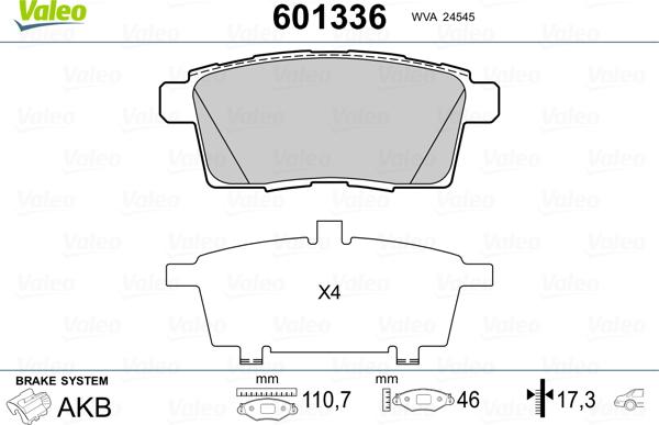 Valeo 601336 - Kit pastiglie freno, Freno a disco www.autoricambit.com