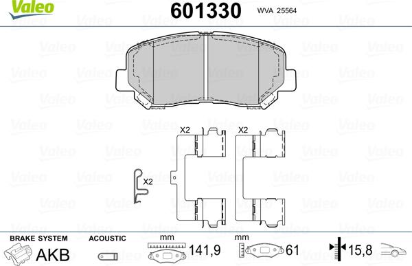 Valeo 601330 - Kit pastiglie freno, Freno a disco www.autoricambit.com