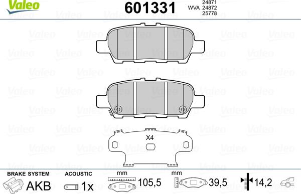 Valeo 601331 - Kit pastiglie freno, Freno a disco www.autoricambit.com