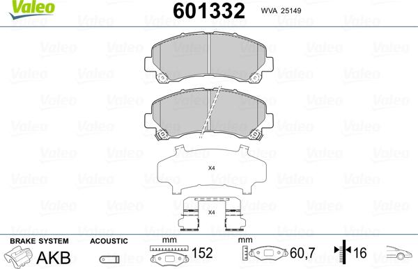 Valeo 601332 - Kit pastiglie freno, Freno a disco www.autoricambit.com