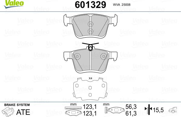 Valeo 601329 - Kit pastiglie freno, Freno a disco www.autoricambit.com