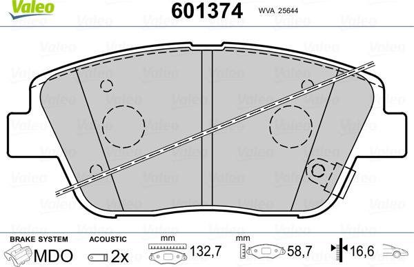 Valeo 601374 - Kit pastiglie freno, Freno a disco www.autoricambit.com