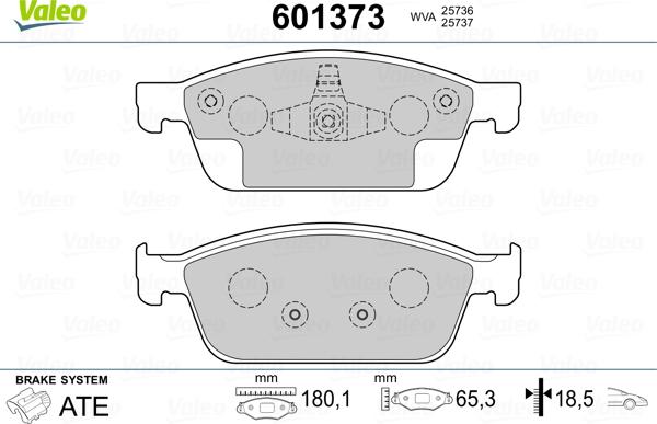 Valeo 601373 - Kit pastiglie freno, Freno a disco www.autoricambit.com