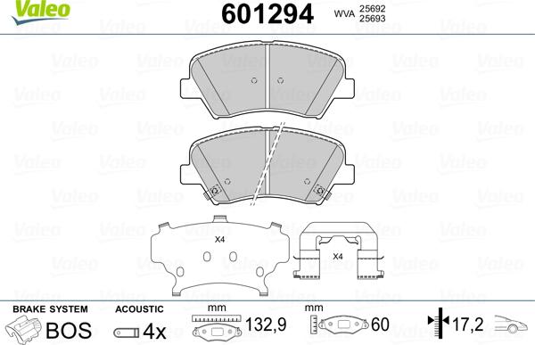 Valeo 601294 - Kit pastiglie freno, Freno a disco www.autoricambit.com