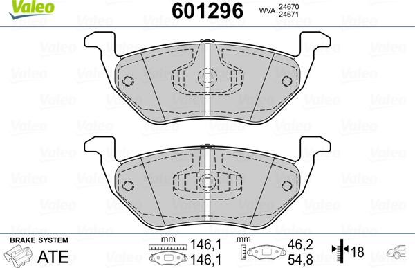 Valeo 601296 - Kit pastiglie freno, Freno a disco www.autoricambit.com