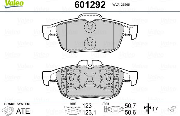 Valeo 601292 - Kit pastiglie freno, Freno a disco www.autoricambit.com