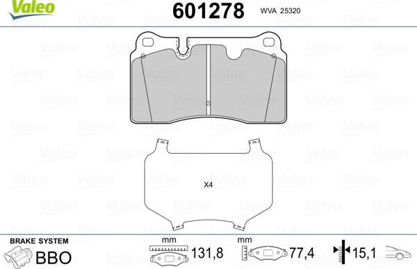 Valeo 601278 - Kit pastiglie freno, Freno a disco www.autoricambit.com