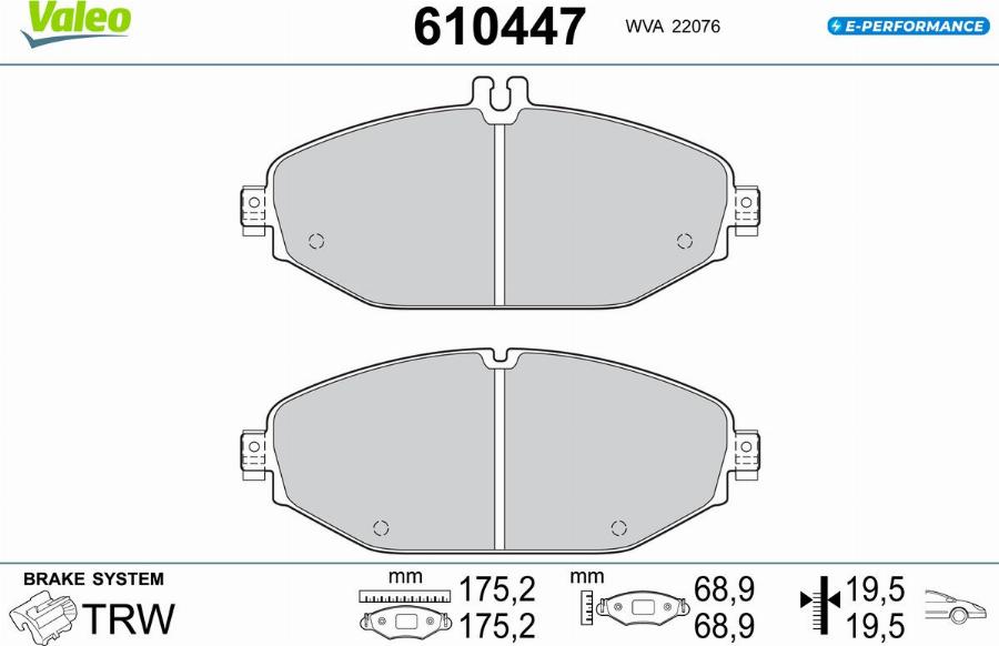 Valeo 610447 - Kit pastiglie freno, Freno a disco www.autoricambit.com