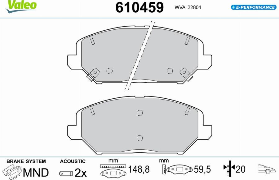 Valeo 610459 - Kit pastiglie freno, Freno a disco www.autoricambit.com