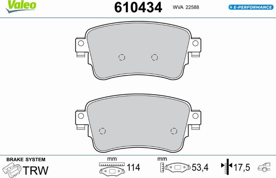 Valeo 610434 - Kit pastiglie freno, Freno a disco www.autoricambit.com