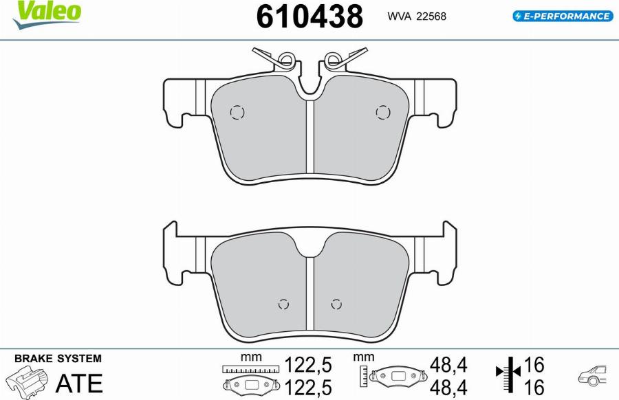 Valeo 610438 - Kit pastiglie freno, Freno a disco www.autoricambit.com