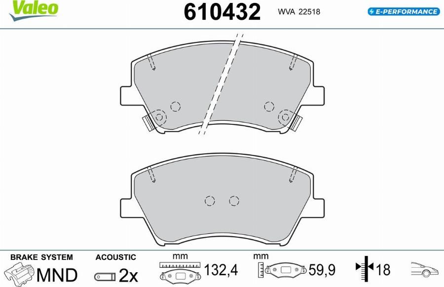 Valeo 610432 - Kit pastiglie freno, Freno a disco www.autoricambit.com