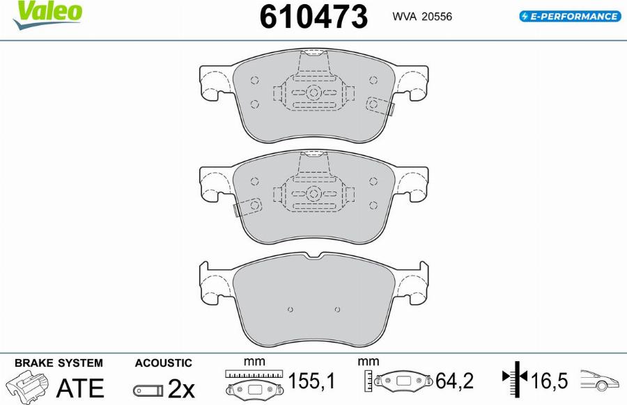 Valeo 610473 - Kit pastiglie freno, Freno a disco www.autoricambit.com