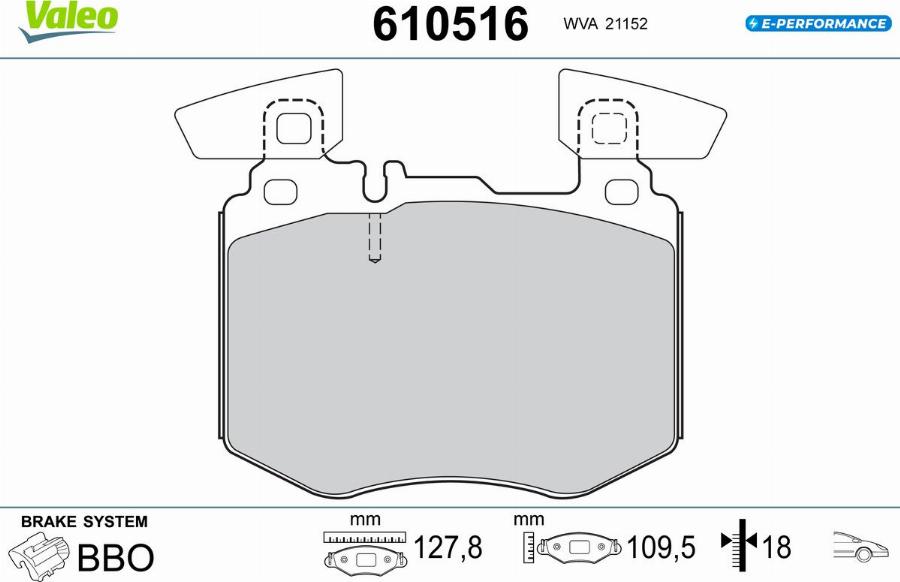 Valeo 610516 - Kit pastiglie freno, Freno a disco www.autoricambit.com