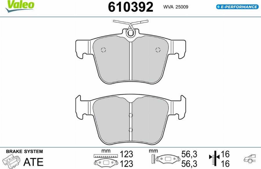 Valeo 610392 - Kit pastiglie freno, Freno a disco www.autoricambit.com