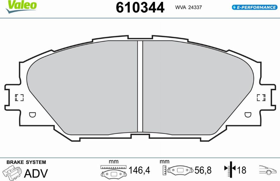 Valeo 610344 - Kit pastiglie freno, Freno a disco www.autoricambit.com