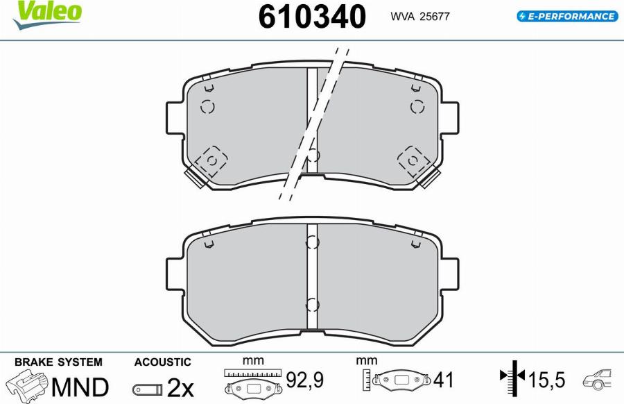 Valeo 610340 - Kit pastiglie freno, Freno a disco www.autoricambit.com