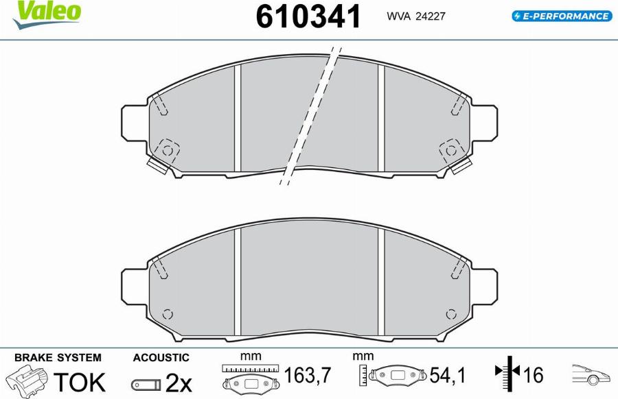 Valeo 610341 - Kit pastiglie freno, Freno a disco www.autoricambit.com