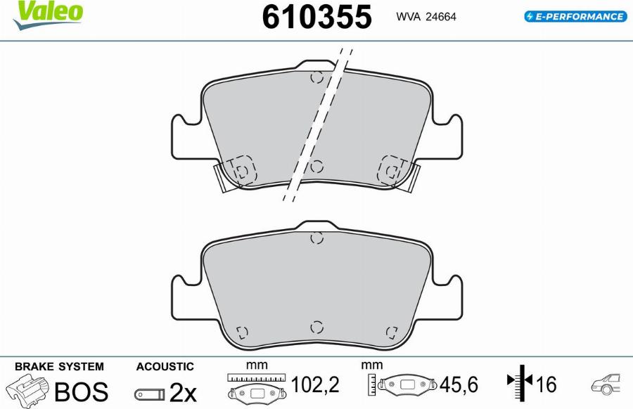 Valeo 610355 - Kit pastiglie freno, Freno a disco www.autoricambit.com