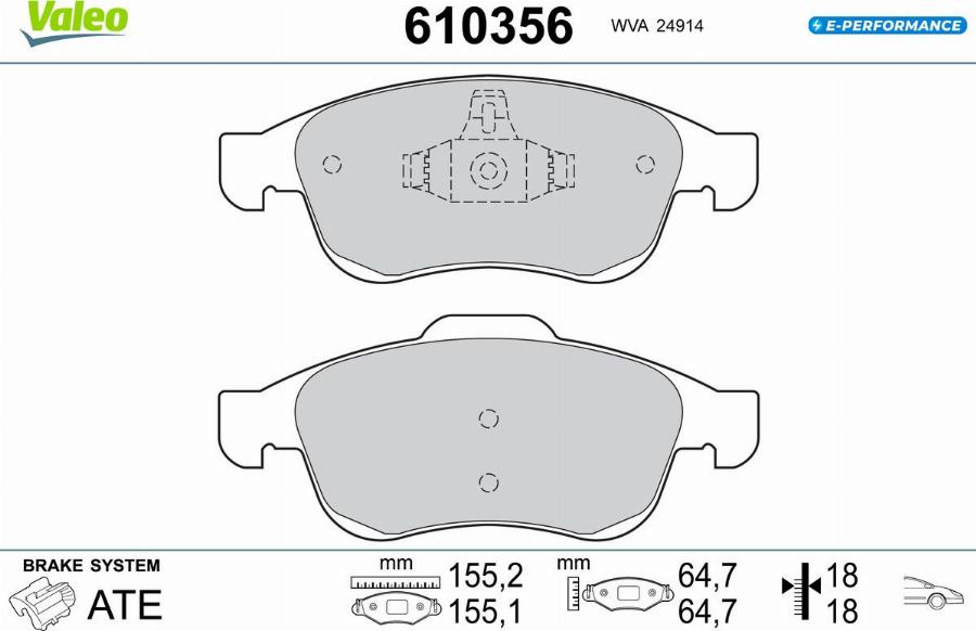 Valeo 610356 - Kit pastiglie freno, Freno a disco www.autoricambit.com