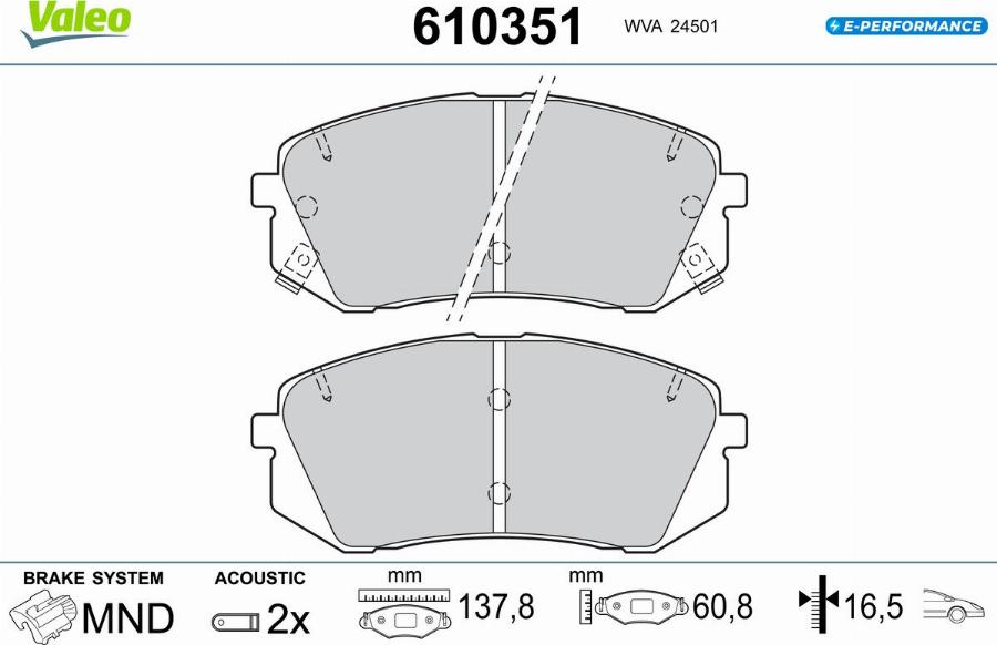 Valeo 610351 - Kit pastiglie freno, Freno a disco www.autoricambit.com