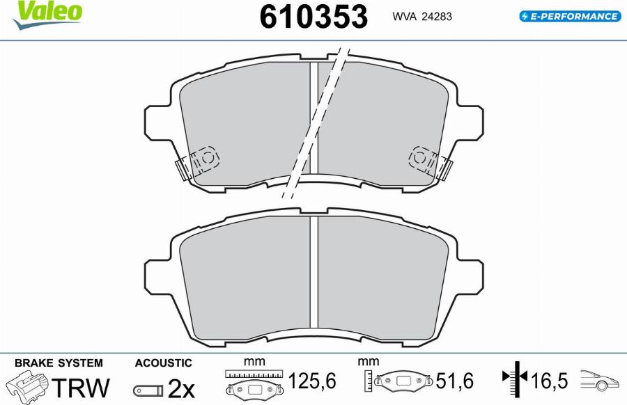 Valeo 610353 - Kit pastiglie freno, Freno a disco www.autoricambit.com