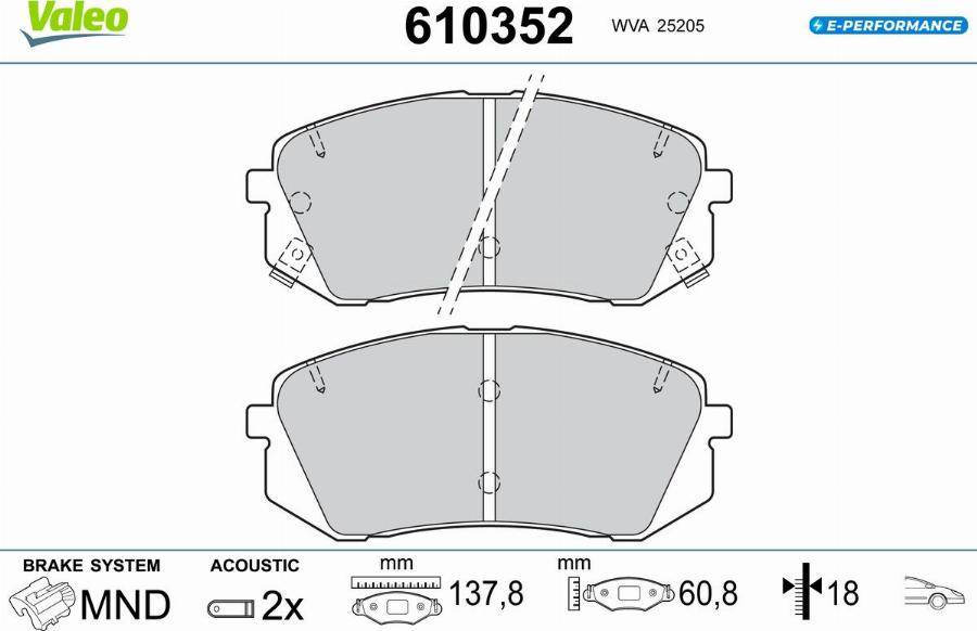 Valeo 610352 - Kit pastiglie freno, Freno a disco www.autoricambit.com