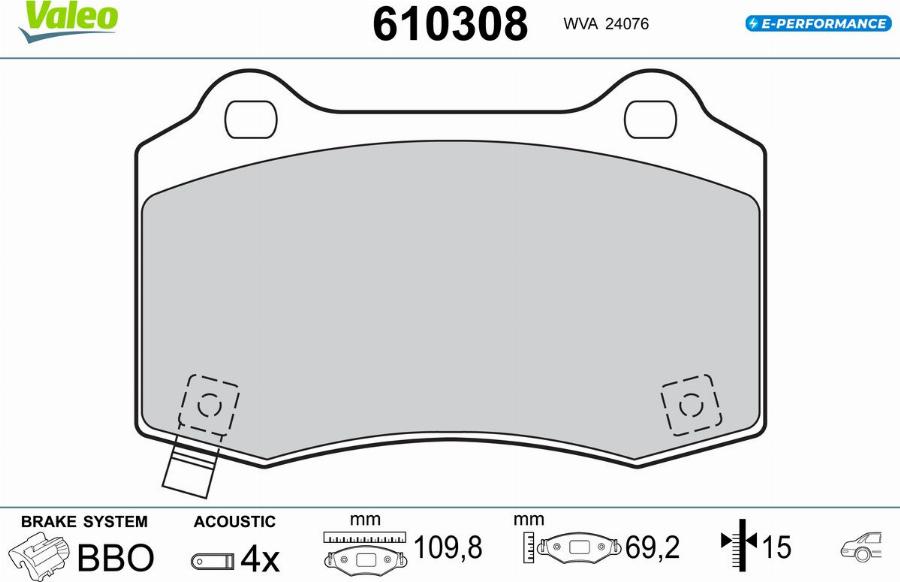 Valeo 610308 - Kit pastiglie freno, Freno a disco www.autoricambit.com